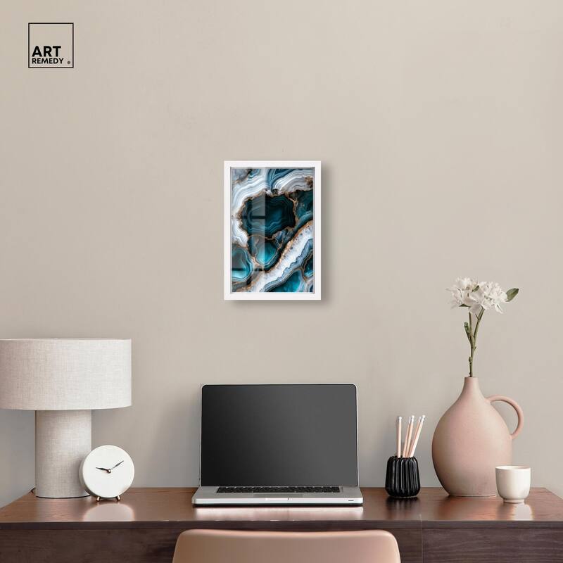 Teal Tectonic I Shadowbox by Art Remedy