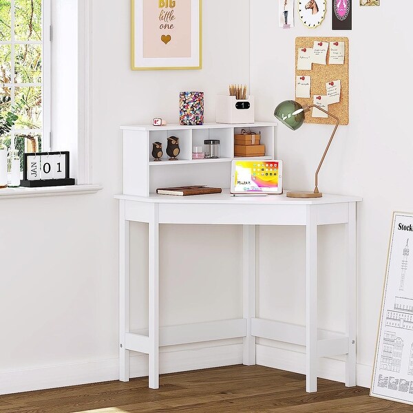 UTEX Corner Desk with Storage and Hutch for Small Space Study Computer Desk Workstation Writing Table White On Sale Bed Bath Beyond 38261396