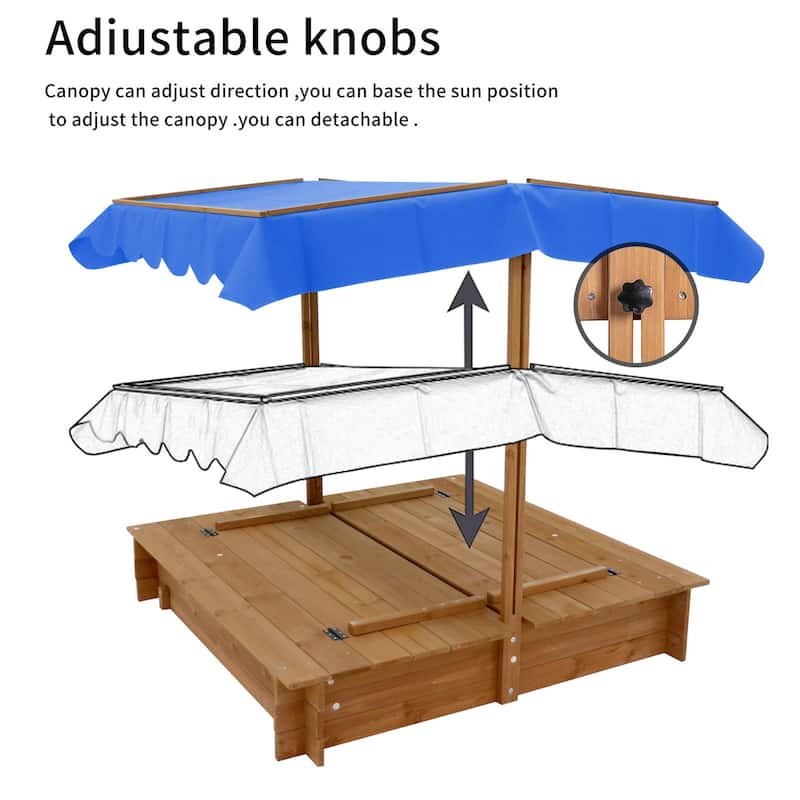 Natural Wood Beach Patio Outdoor Sandbox with Cover - Bed Bath & Beyond ...