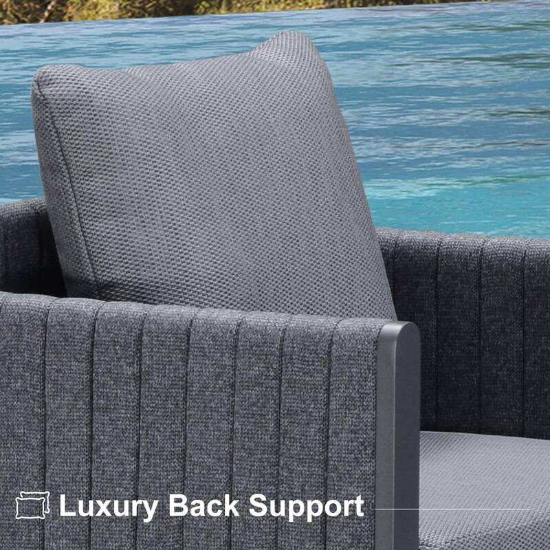 PURPLE LEAF Sanori Patio outdoor Dining Set Modern Large Weather-Resistant Aluminum for Garden Backyard Kitchen