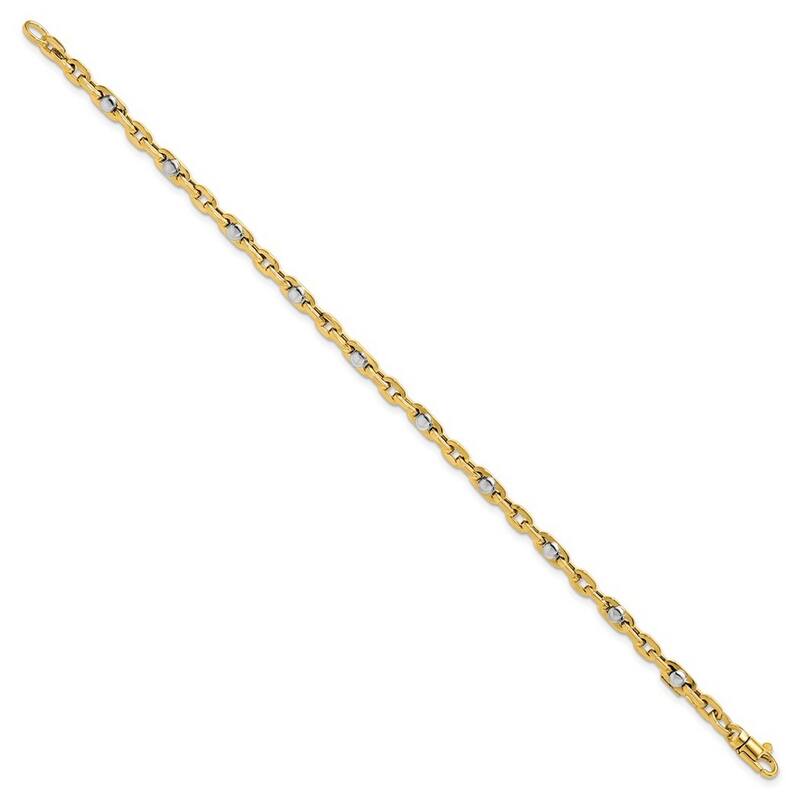 Curata 14k Two tone Gold Polished Link Bracelet 7.5 Inch