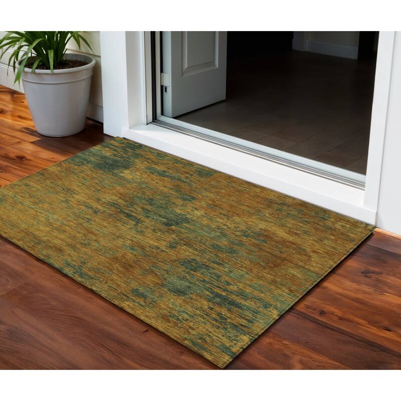 HomeRoots Abstract Transitional Rectangle Outdoor Rug - 3' x 5'