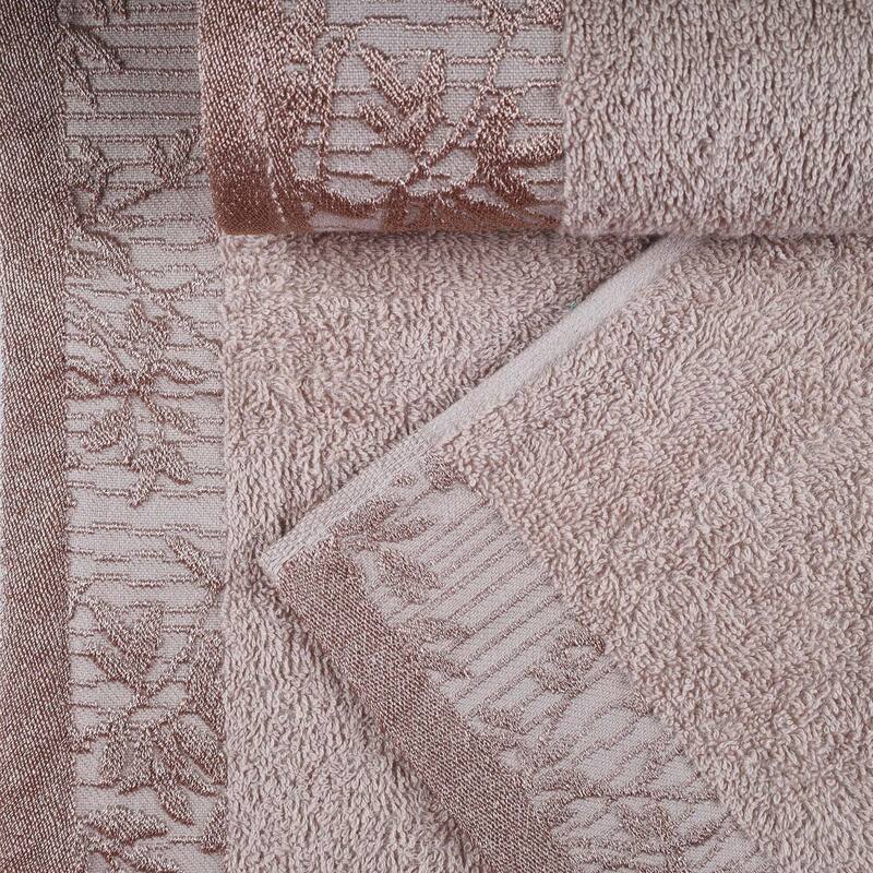 Superior Wisteria Cotton Floral Jacquard Border Bath Towel Set