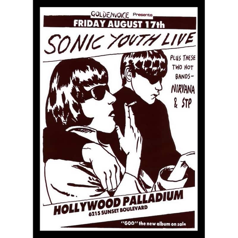Sonic Youth Live Hollywood Palladium Framed Poster - 24 x 36 Inch