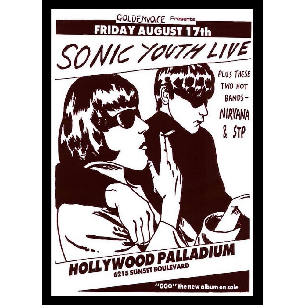 Sonic Youth Live Hollywood Palladium Framed Poster - 24 x 36 Inch