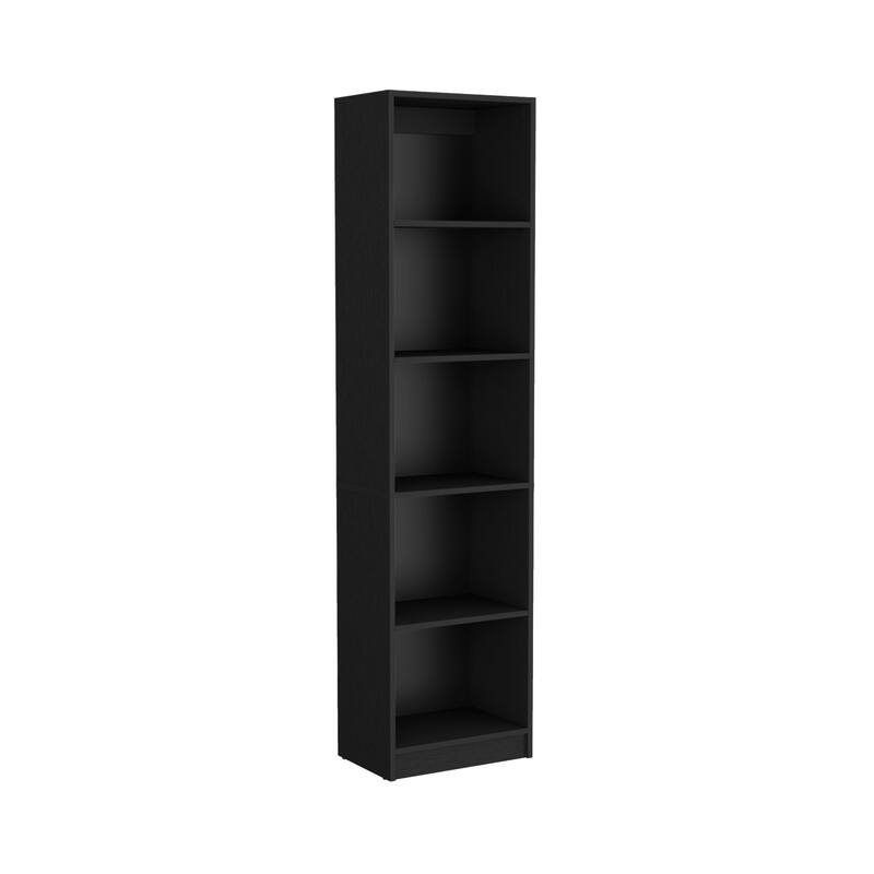 HomeRoots 70" Black Wood Five Tier Bookcase