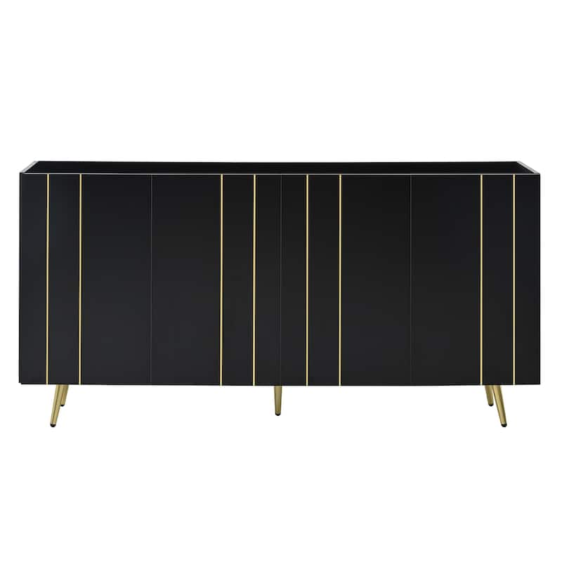 62.9" TV Stand with Metal Legs, Adjustable Shelves & Gold Line Doors for TVs Up to 70"