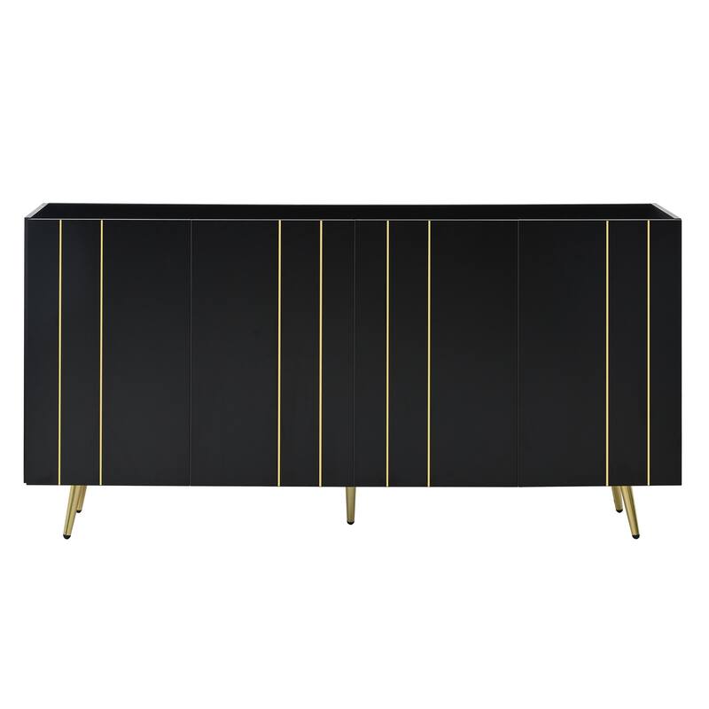 Wood Shoe Cabinet for Entrance, Modern Narrow Cabinet with Gold Metal Legs, Adjustable Shelves, Decorative Hallway Console