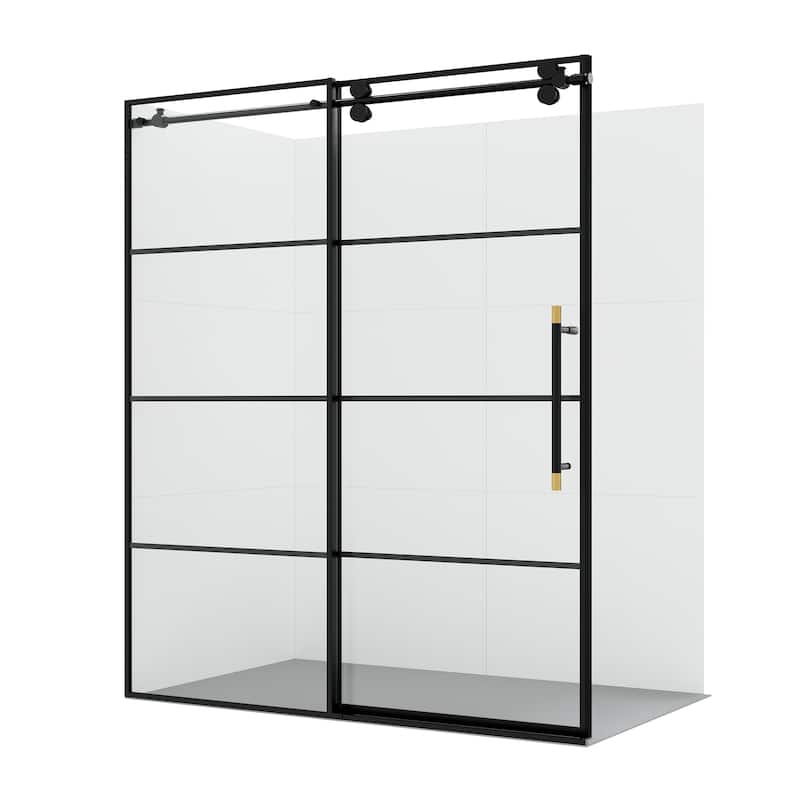 Losar Single Sliding Framed Shower Door - 68" W x 78" H - Matte Black