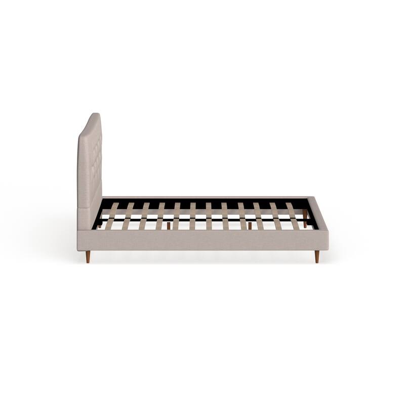 Baxton Studio Hermia Mid-century Modern Beige Linen Platform Bed
