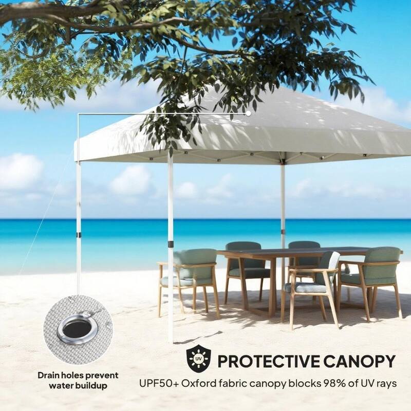 10x 10 ft Party Tent Pop Up Canopy Tent with 2 Half Sidewalls with Wheeled Carry Bag, White