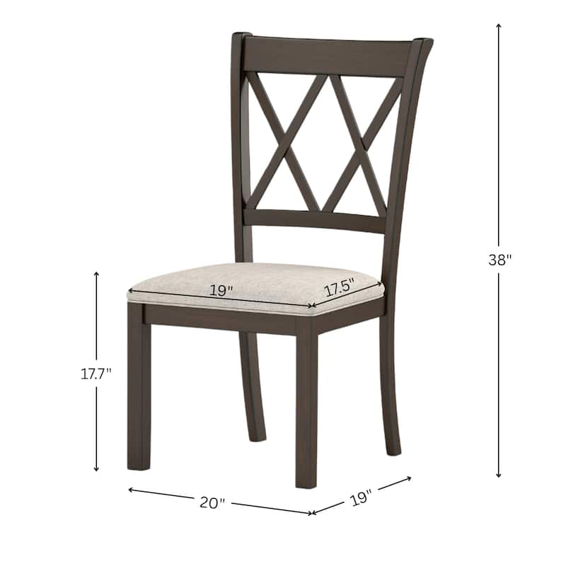 Roundhill Furniture Windvale Upholstered Cross-back Dining Chair, Set of 2