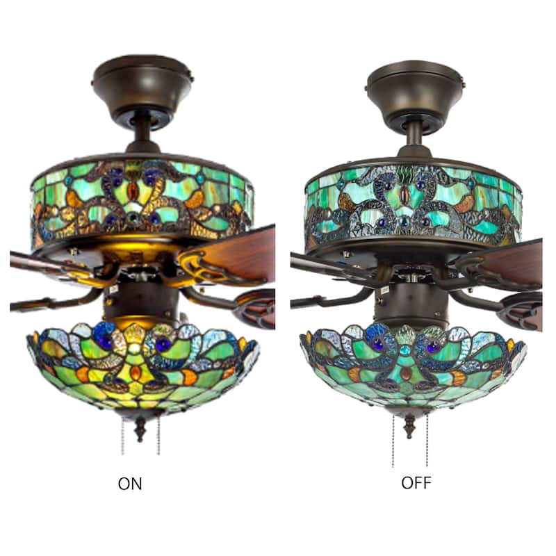 Copper Grove Guasipati 52-inch Tiffany-style Magna Carta Ceiling Fan - 52"L x 52"W x 16.5