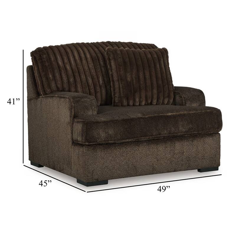 Ayle Oversized Chair, Accent Pillow Chocolate Brown Corduroy Polyester