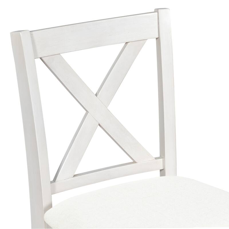 Rustic Farmhouse 5-Piece Counter Height Dining Table Set with Four Padded Chairs and Functional Storage