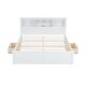 preview thumbnail 8 of 11, King Size Wood Platform Kids Bed Frame with Multi-functional Storage Headboard, USB Ports & 2-Drawers, Solid Wood Frame, White