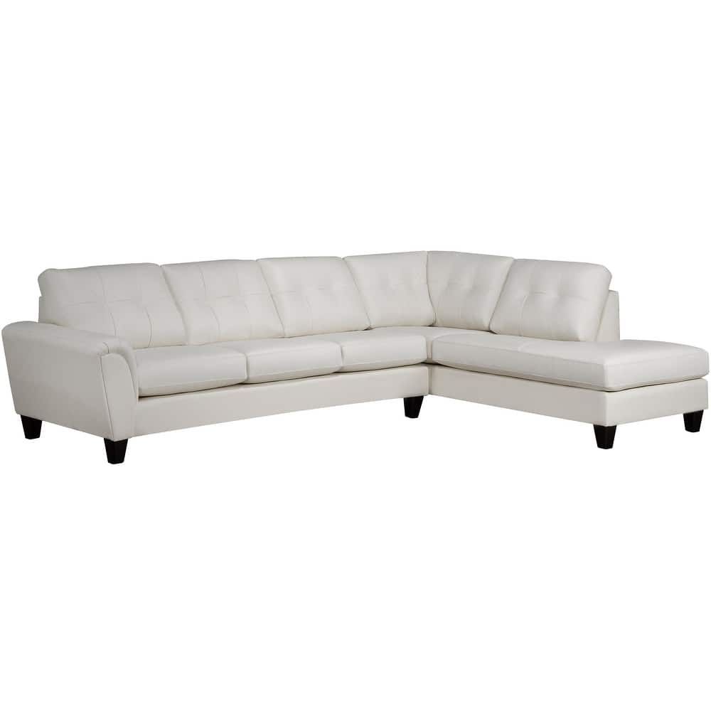 Tory Top Grain Leather Tufted Left/ Right-facing Sectional Sofa