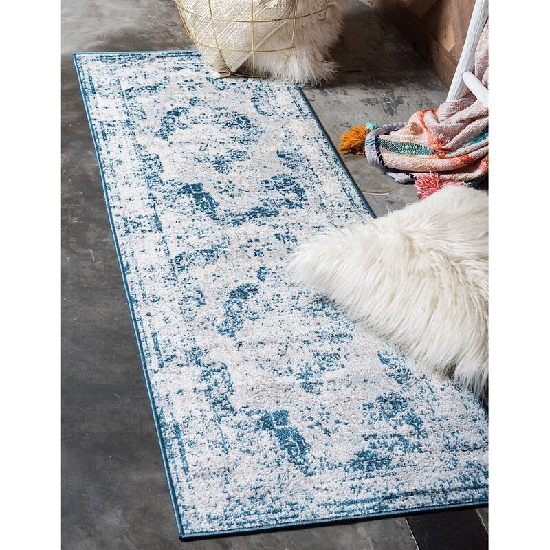 Transitional Fredo Collection Area Rug - 3'3"x19'8" - Blue
