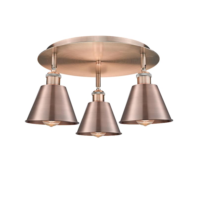 Innovations Lighting Ballston - 3 Light 18" Flush Mount - Antique Copper
