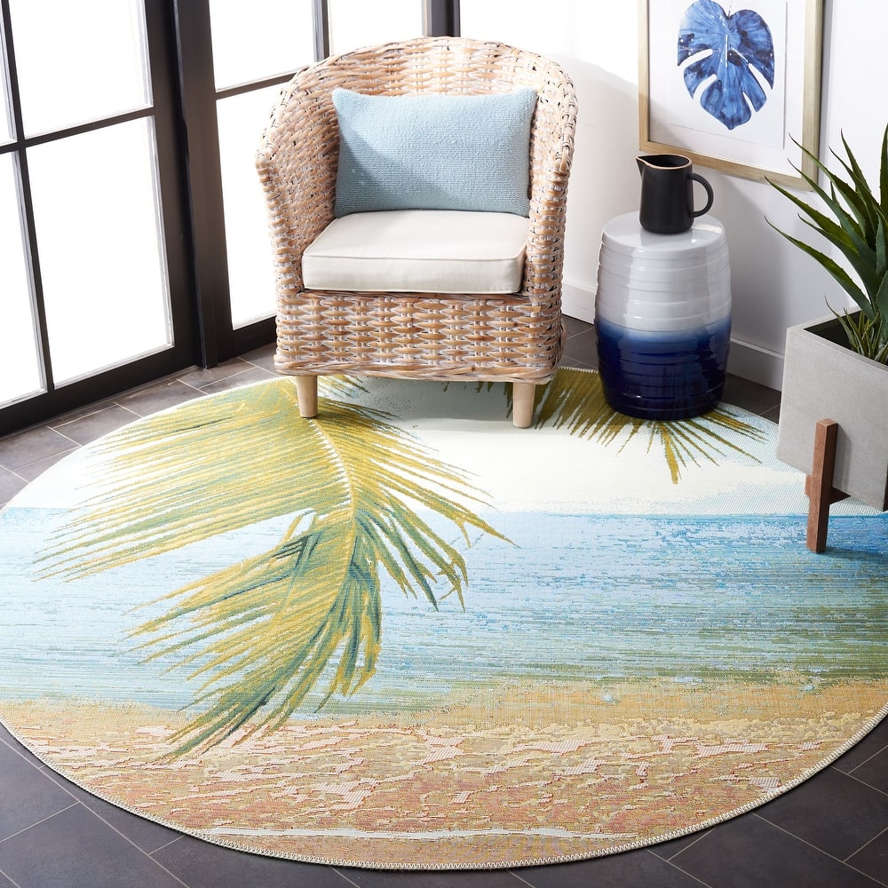 SAFAVIEH Barbados Terumi Tropical Indoor/ Outdoor Waterproof Patio Backyard Rug