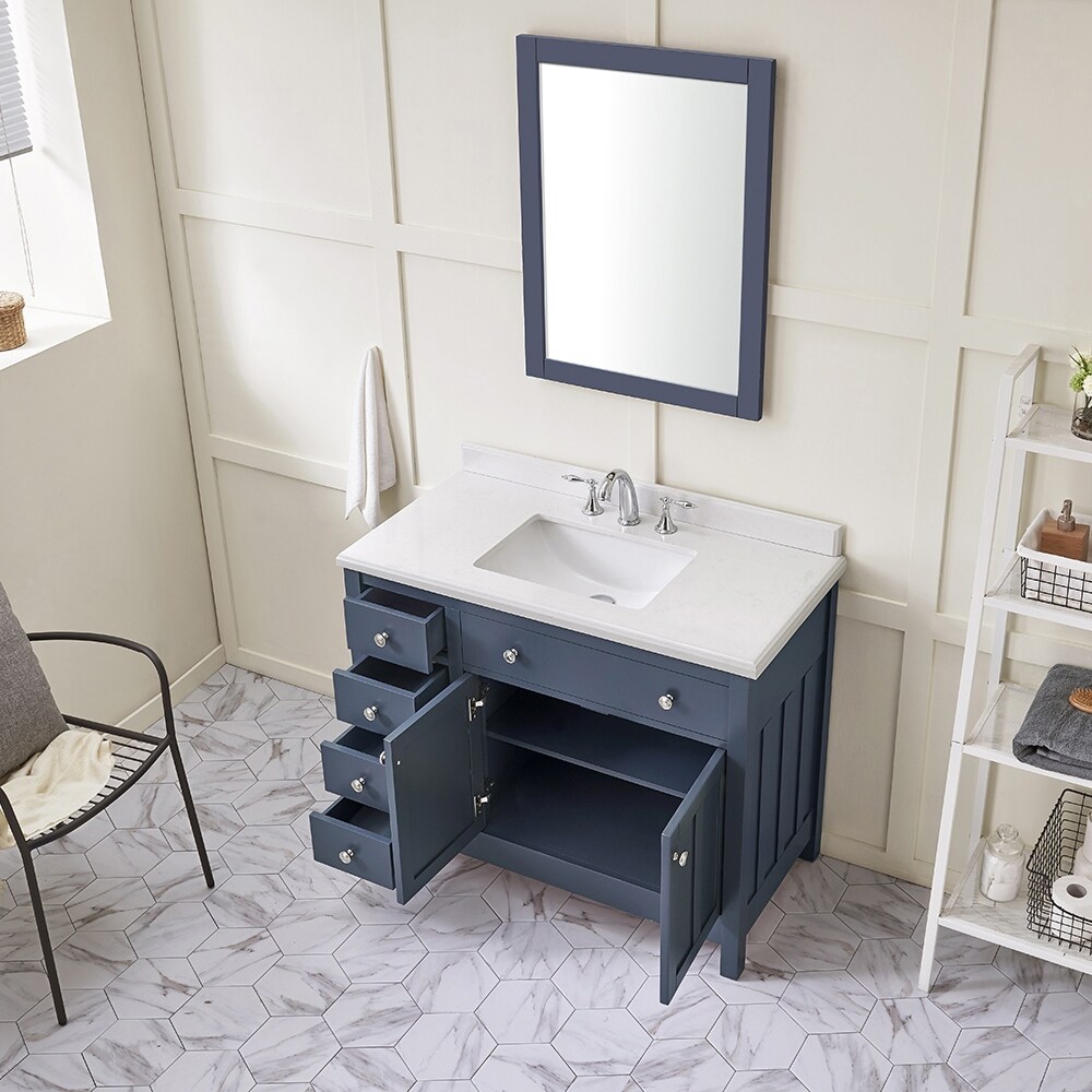 Ove Decors Newcastle 42 Dark Charcoal Undermount Single Sink Vanity With Marble Top Overstock 21904911