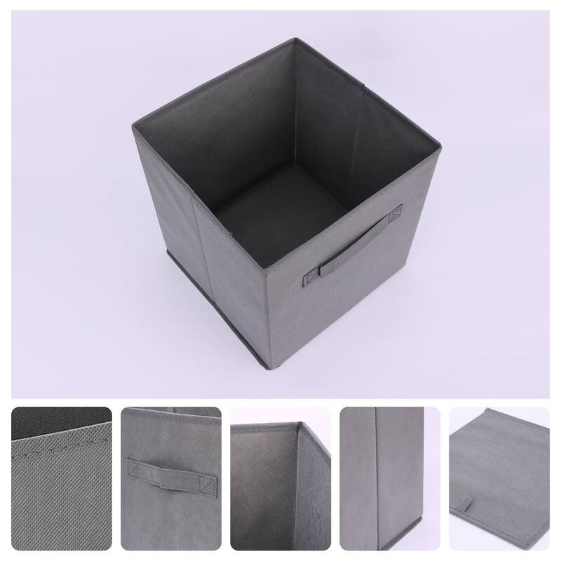 Fabric Storage Cube with Handle, Storage Bin for Shelves Closet, Collapsible Storage Basket for Organizing Clothes Books - Grey - 11*10.5*10.5in