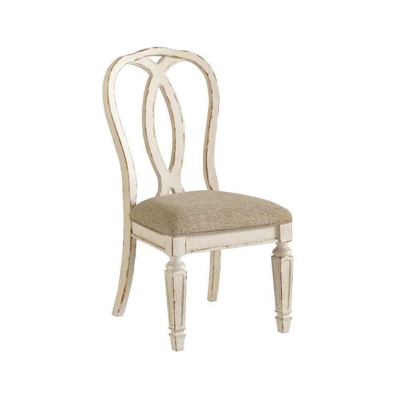 Signature Design By Ashley Realyn Dining Room Chair - Set of 2 - Chipped White - 19.5" W x 24" D x 40.38" H