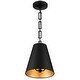 preview thumbnail 6 of 7, Alston 2 Light Matte Black & Antique Gold Chandelier - 10'' W x 13.88'' H