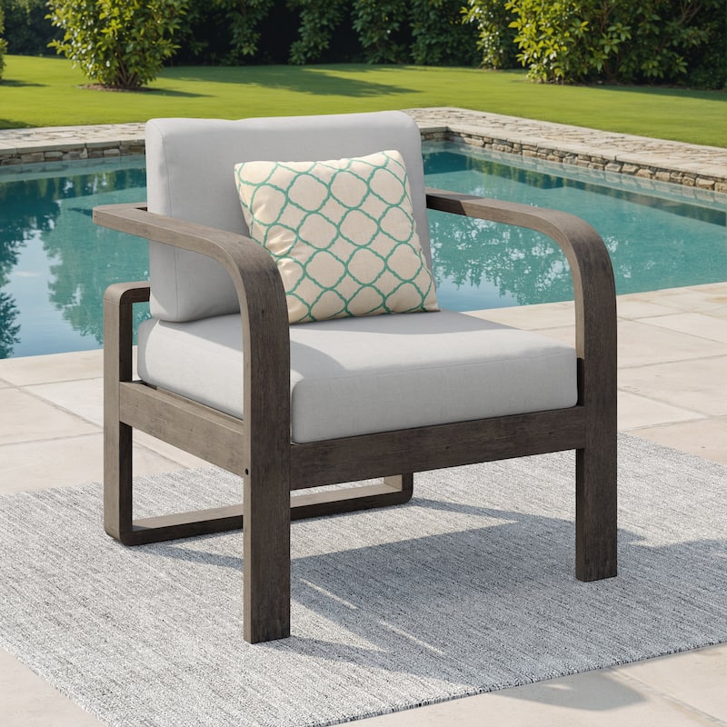 Corvus Annette Outdoor Patio Club Chair with Gray Sunbrella® Cushions