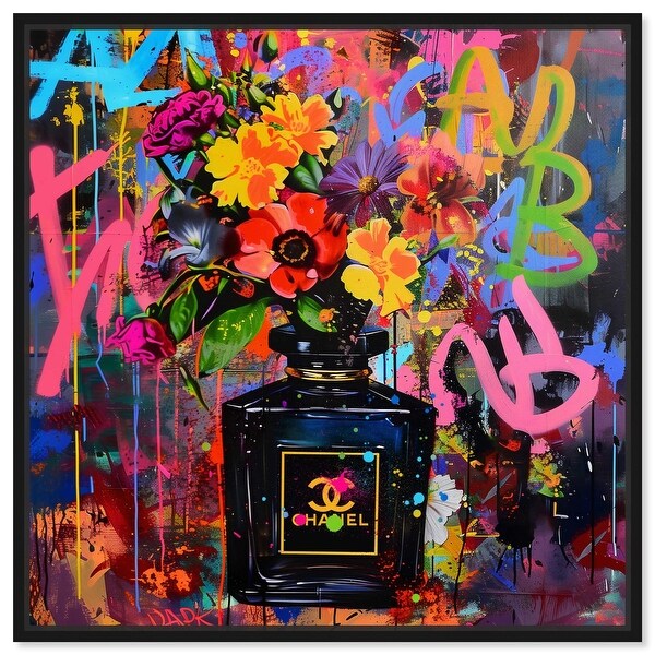 Graffiti Floral Perfume II Canvas Graffiti Art by Art Remedy - Bed