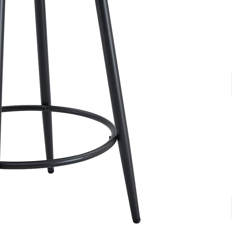 Counter Height Bar Stools Set of 2, Fabric Upholstered Bar Stools with Open Back, Kitchen Island Chairs with Footstool