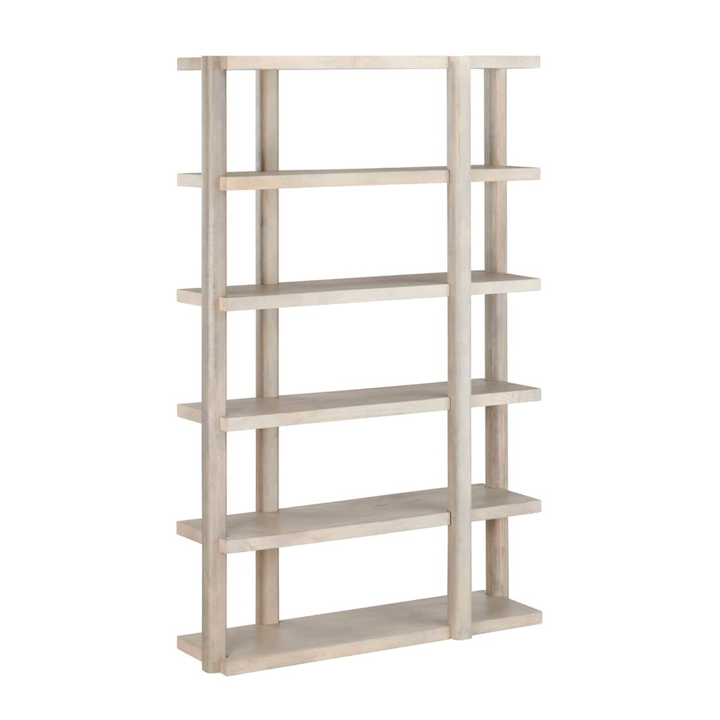 82 in. Natural Washed Solid Wood 5 Shelf Etagere_Bookcase