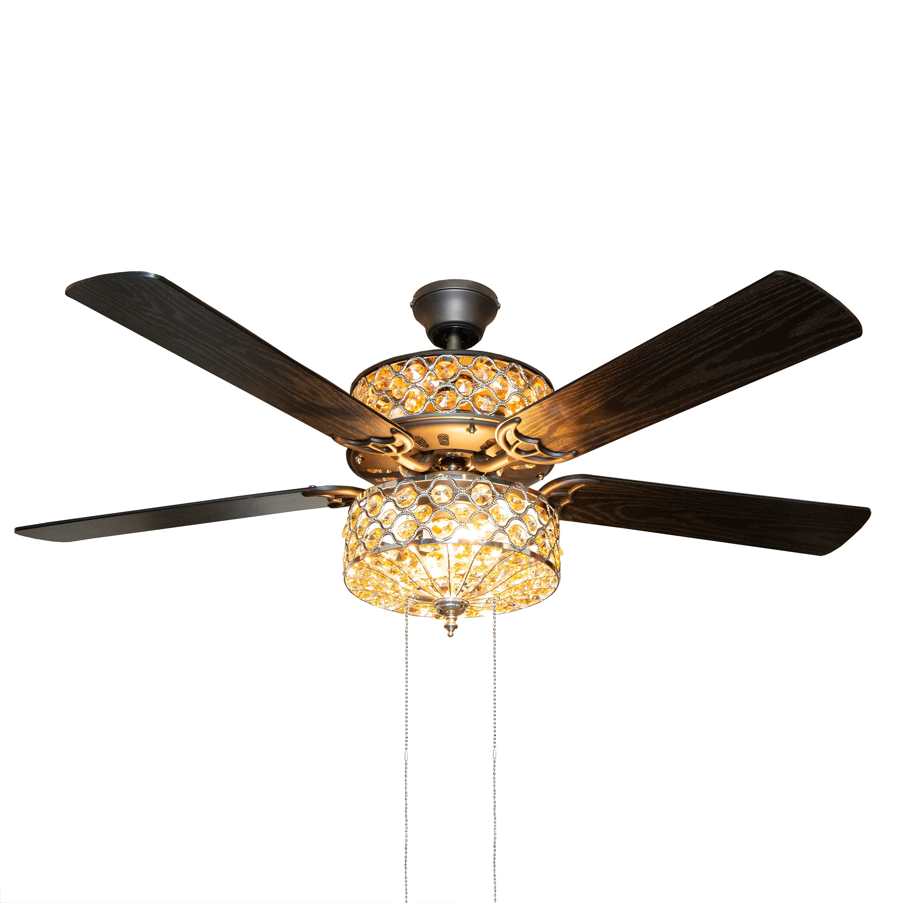 Copper Grove Krrabe 52 Inch Crystal And Chrome Beaded Ceiling Fan 52 L X 52 W X 20 25