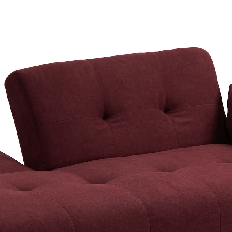 2Set Adjustable Backrest Convertible Futon Sleeper Couch