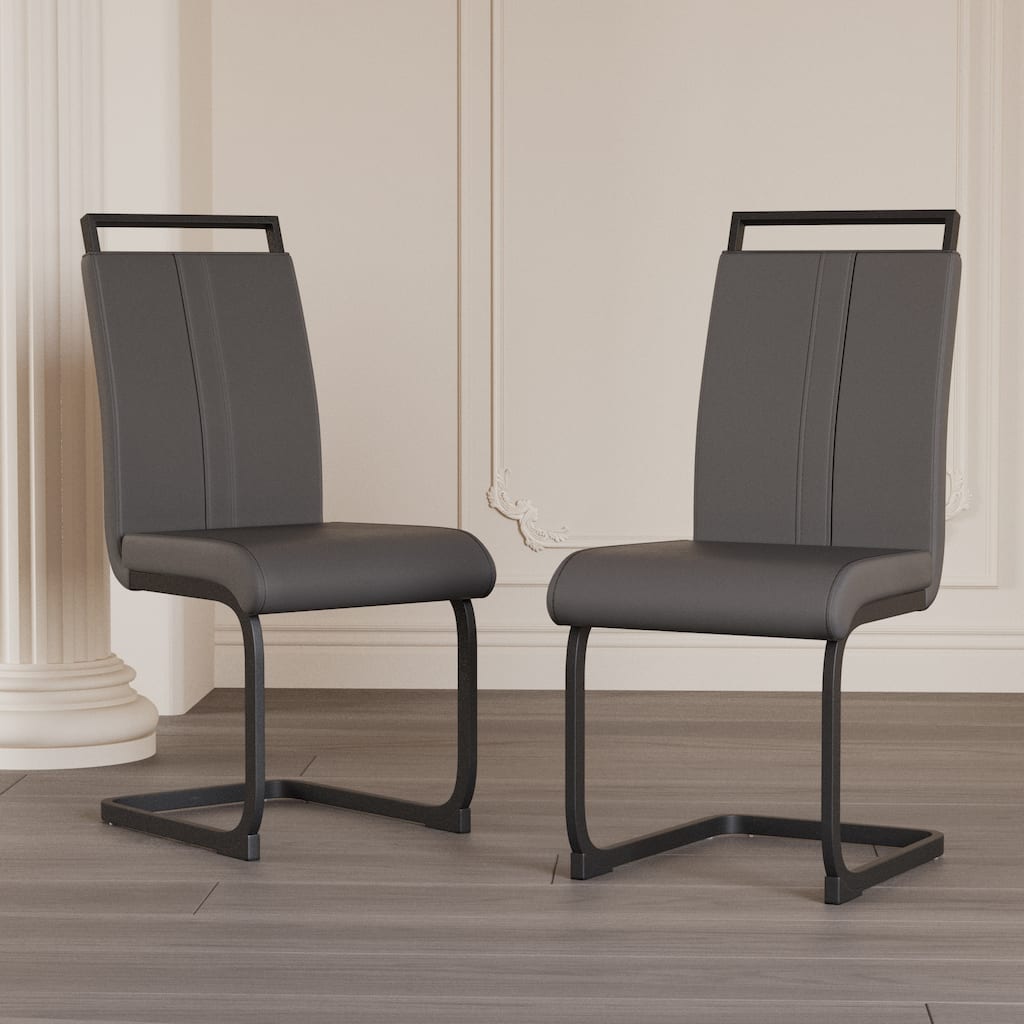 High Back Upholstered Side Chair with C-shaped Tube (Set of 2)