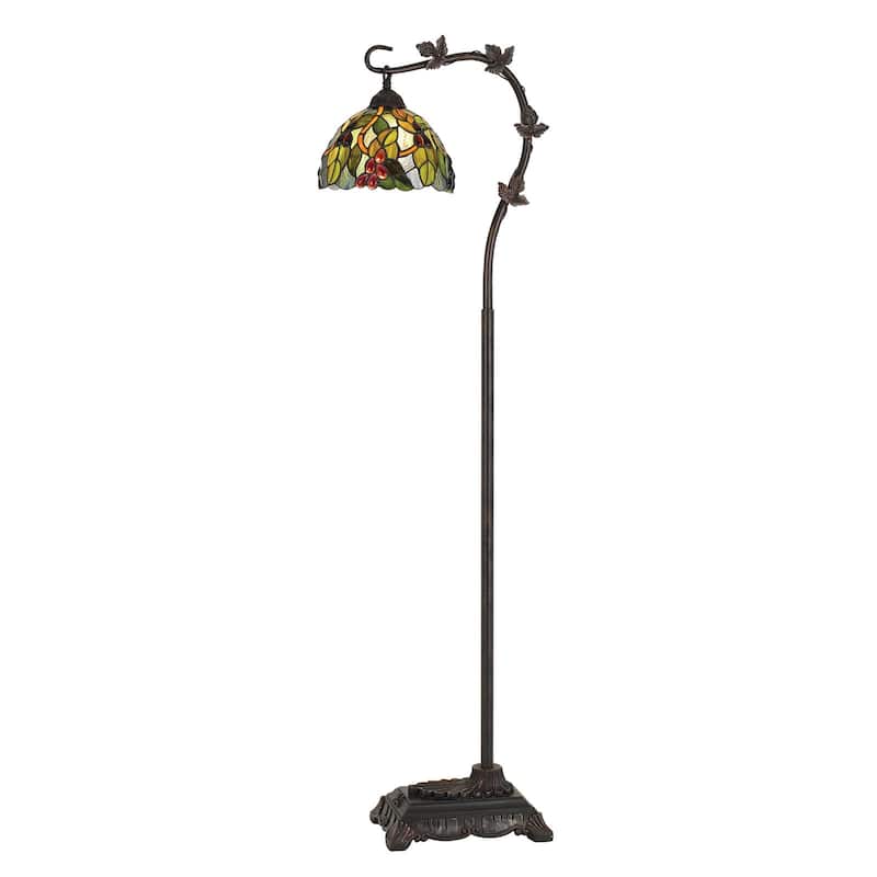 HomeRoots 61" Bronze Traditional Shaped Floor Lamp With Green Yellow Dome Shade - 18.5