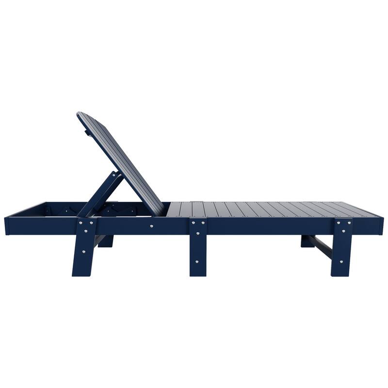 Polytrends Altura Poly Eco-Friendly All Weather Reclining Chaise Lounge with Arms & Side Table (2 Piece Set)