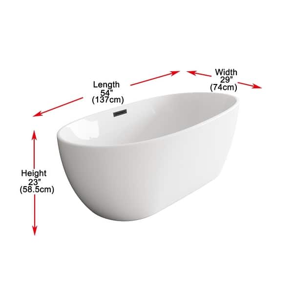 dimension image slide 12 of 16, Adler Soaking Bathtub in Glossy White