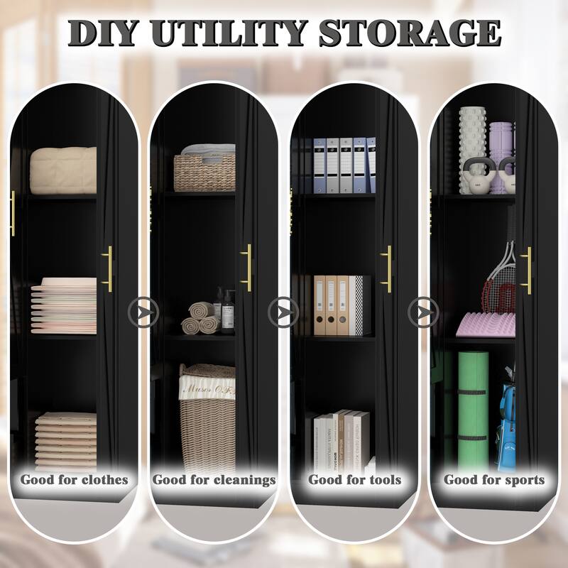 Classic Three-Door Wardrobe,Wood Bedroom Armoire with Hanging Rod and Shelves,Spacious Storage Closet,Modern Farmhouse Design