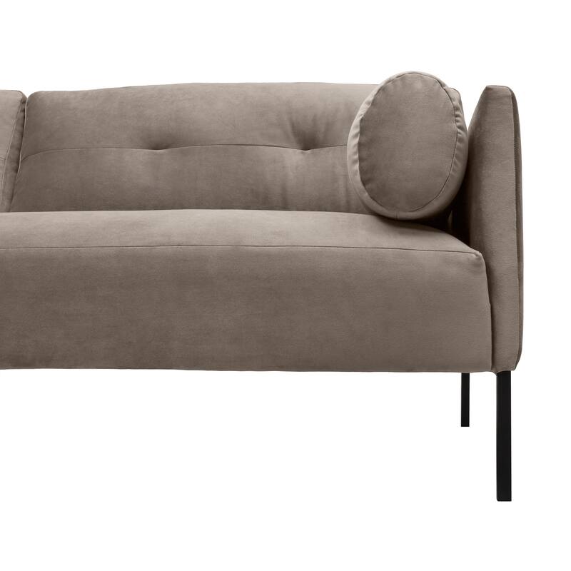 Michalina 84" Fabric or Velvet 3 Seater Sofa with Black Metal Legs