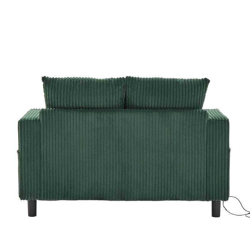 GDFStudio - Corduroy Recliner Sofa with USB Charging, RGB LED Light Strip - Suitable for Living Room and Bedroom
