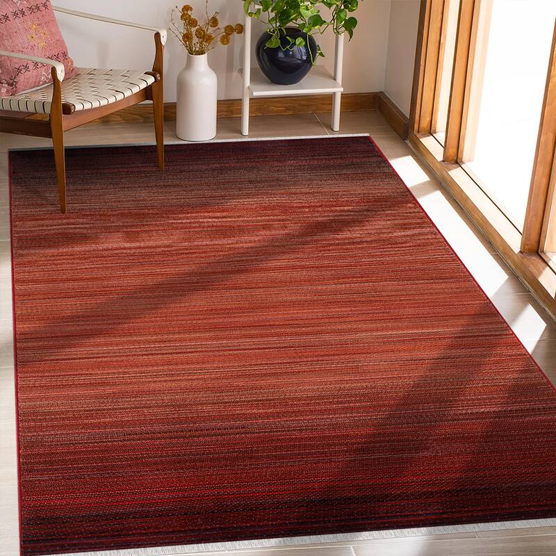 Anna Collection Abstract Area Rug - 7'7'' X 10' - Red/Black