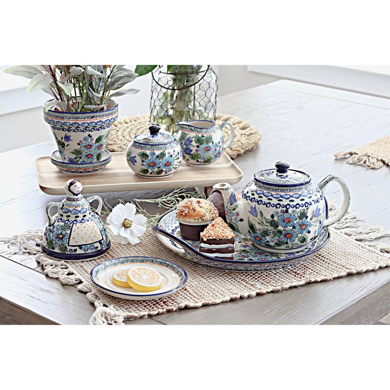 Blue Rose Polish Pottery 890-893 Zaklady Small Flower Pot