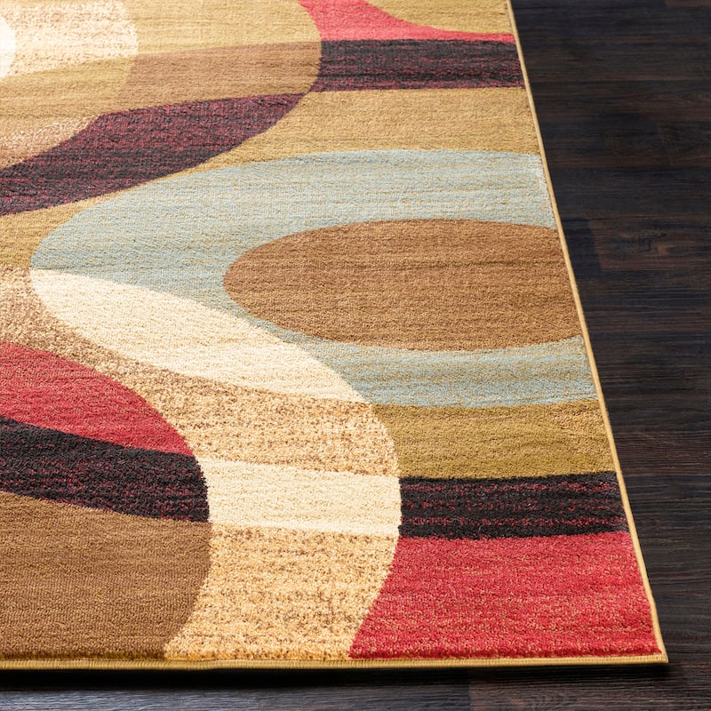 Hand-woven Grapevine Geometric Circles Plush Area Rug