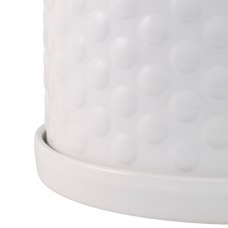 Ceramic Planter Dot Texture Gloss Finish (Set of 2) - 10", 9" White - 12" x 12" x 10"
