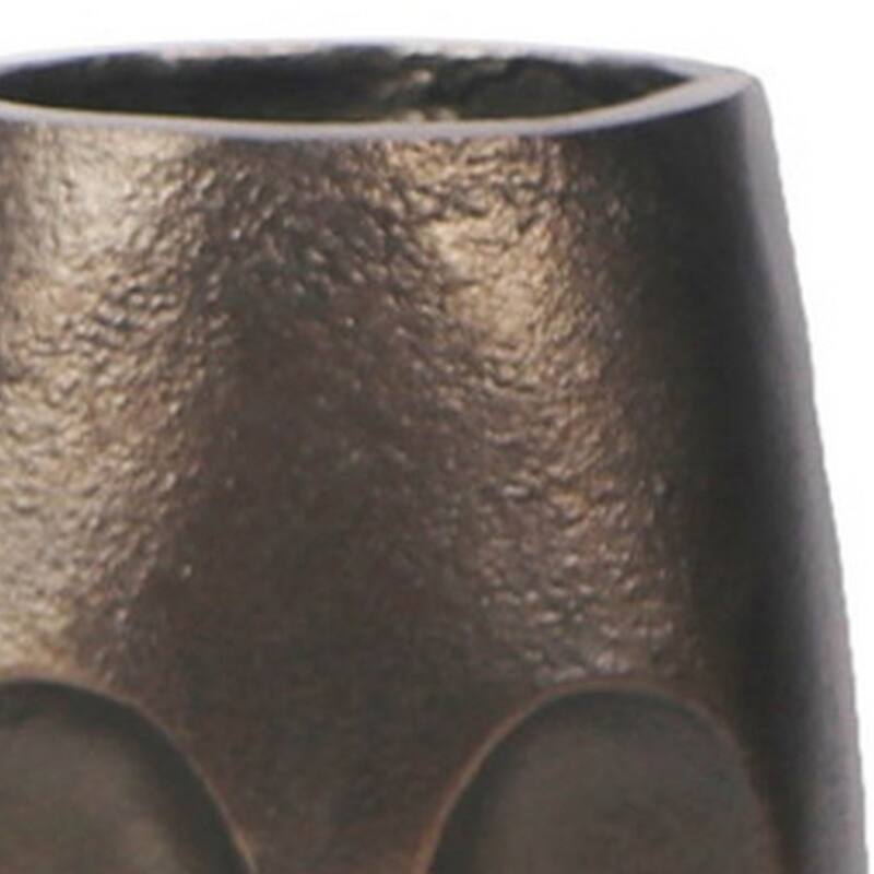Anea Flower Vase, Face Design, Pedestal Base, Textured Bronze Finish