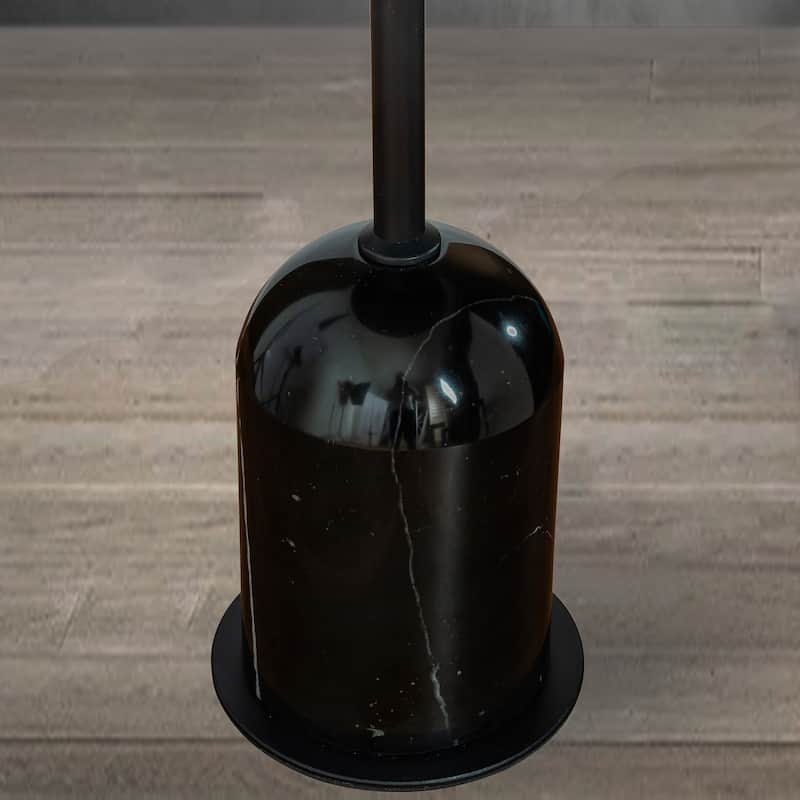 CraftHome Modern Metal Single Round Black Coffee Table With Marble Base End&Side Table Size 18"W - Dia18 in. x H24 in.