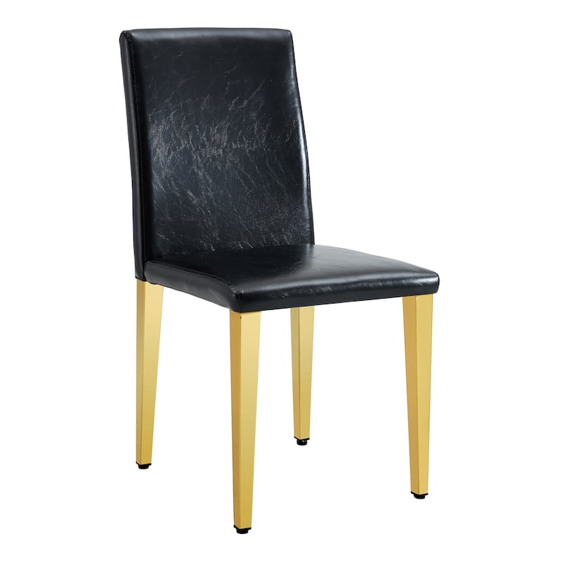 Set Of 2 Pu Leather Backrest Chairs With Gold Metal Legs, 16.2*18.5*34.6 Inches