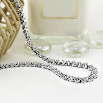 Auriya 3 carat TW Round Diamond Tennis Necklace 18k Gold (H-I, I1-I2)