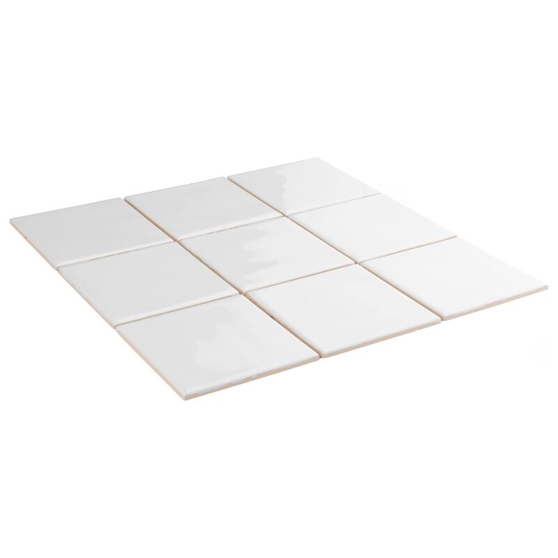 Merola Tile Twist Square White Ice 11-3/4" x 11-3/4" Ceramic Mosaic Wall Tile